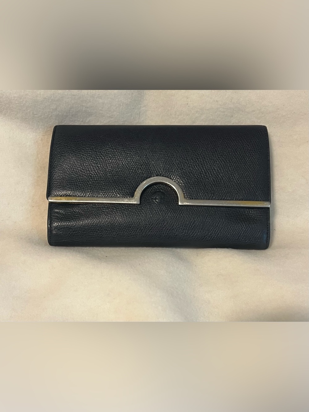 Versace Vintage Women’s Embossed Pebbled Black Leather Long Wallet- Rare!!!